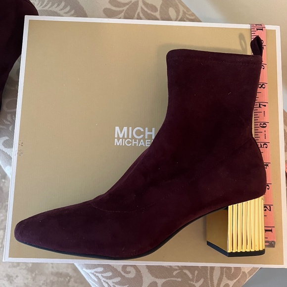 NWT Stylish Stretch Suede MICHAEL Michael Kors® Porter Mid Bootie Merlot… - Picture 6 of 8
